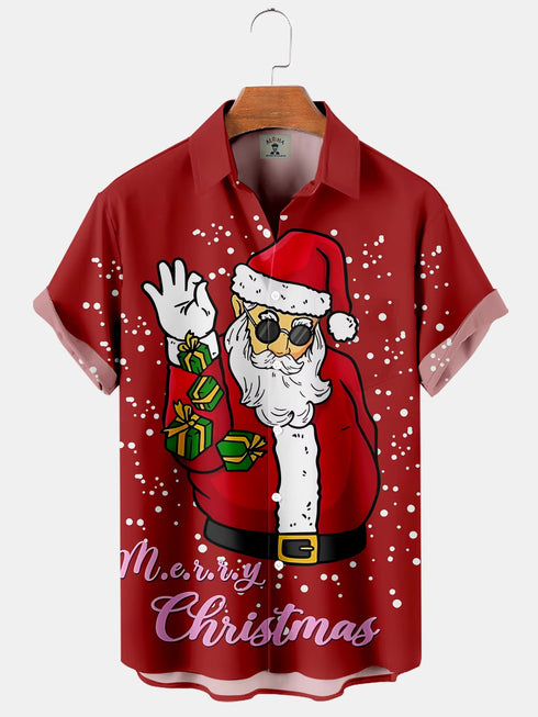 Men's Christmas Funny Graphic Short Sleeve Hawaiian Shirt